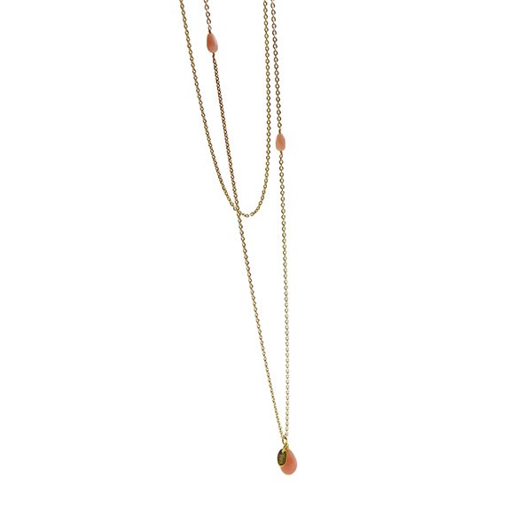 San - Links of Joy\'s Halskæde - Forgyldt/Pink opal 60cm