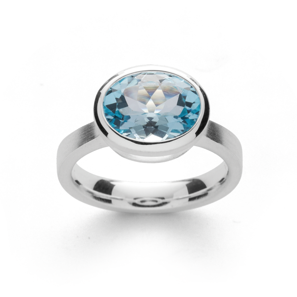 Bastian Inverun\'s 925/- Ring mat/blank, blå topas 3,79ct