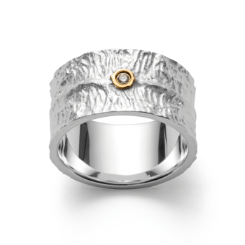 Bastian Inverun's 925/- ring, delvis over, rho. satin 0,03ct W-SI