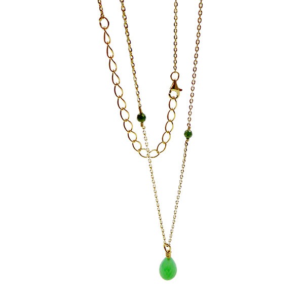 San - Links of Joy\'s Halskæde med Chrysopras & Rå Diamanter 42+8cm