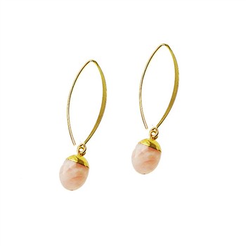 San - Links of Joy's Øreringe - Forgyldt med Pink opal Forgyldt pr.par
