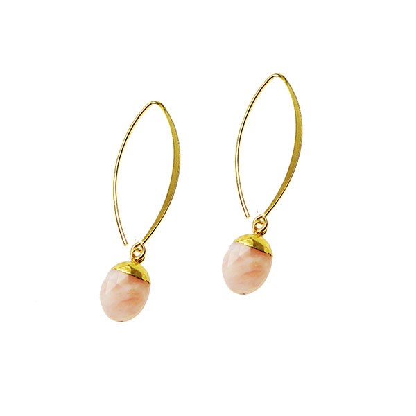 San - Links of Joy\'s Øreringe - Forgyldt med Pink opal Forgyldt pr.par