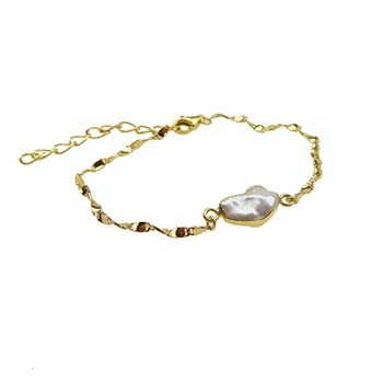 San - Links of Joy's Armbånd -Forgyldt med Barok Ferskvandsperle 16+4cm