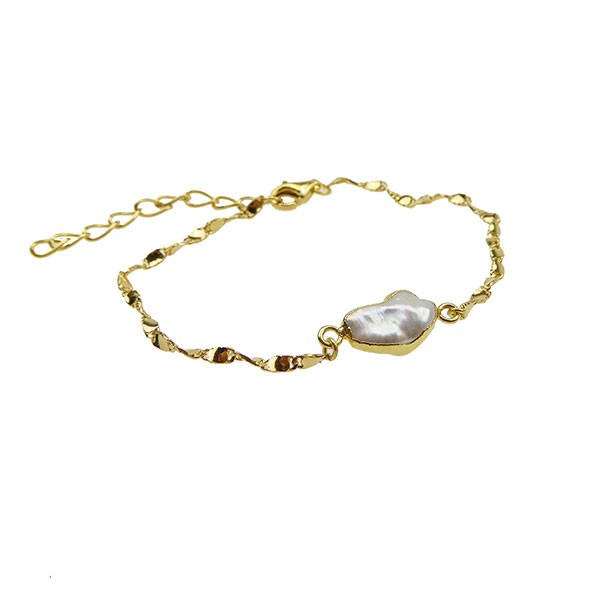 San - Links of Joy\'s Armbånd -Forgyldt med Barok Ferskvandsperle 16+4cm