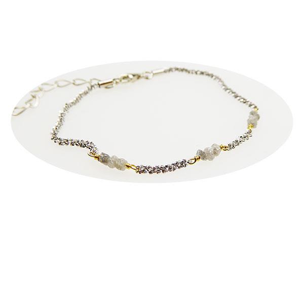 San - Links of Joy\'s Bracelet & Necklace - Rhodium/Goldplated w. grey Raw Diamonds 42+8cm