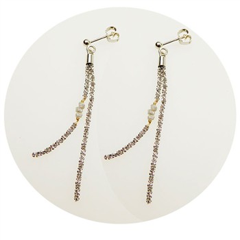 San - Links of Joy's Earrings - Rhodium/Goldplated w. grey Raw Diamonds Rhodineret pr.par