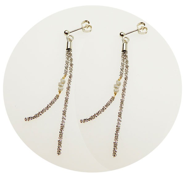 San - Links of Joy\'s Earrings - Rhodium/Goldplated w. grey Raw Diamonds Rhodineret pr.par