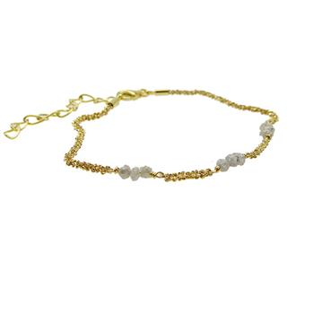 San - Links of Joy's Bracelet & Necklace - Goldplated w. grey Raw Diamonds 42+8cm