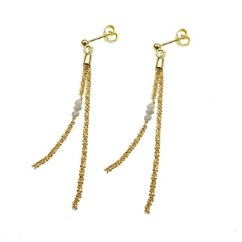 San - Links of Joy's Earrings - Goldplated w.grey Raw Diamonds Forgyldt pr.par