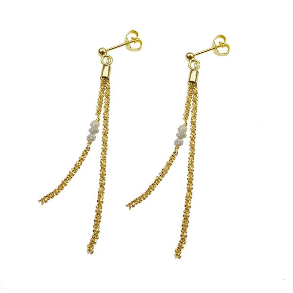 San - Links of Joy\'s Earrings - Goldplated w.grey Raw Diamonds Forgyldt pr.par