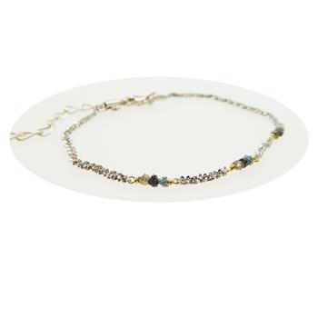 San - Links of Joy's Bracelet & Necklace - Rhodium/Goldplated w. Raw Diamonds-multi colour 42+8cm