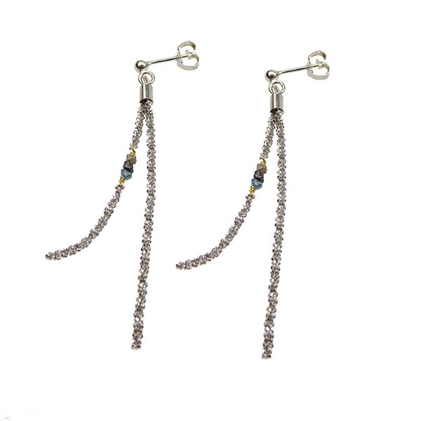 San - Links of Joy\'s Earrings - rhodium/Goldplated w.Raw Diamonds - multi colour Rhodineret pr.par