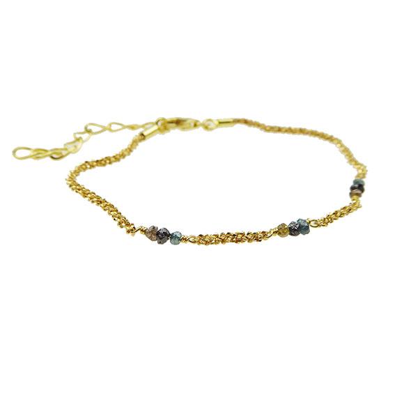 San - Links of Joy\'s Bracelet & Necklace - Goldplated w. Raw Diamonds-multi colour 42+8cm