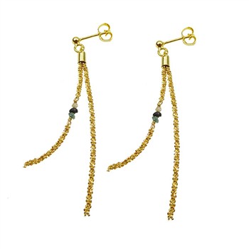 San - Links of Joy's Earrings - Goldplated w.Raw Diamonds - multi colour Forgyldt pr.par