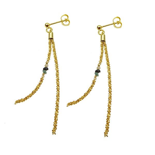 San - Links of Joy\'s Earrings - Goldplated w.Raw Diamonds - multi colour Forgyldt pr.par