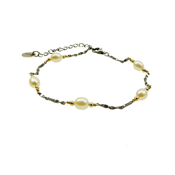 San - Links of Joy\'s Armbånd & halskæde i sterlingsølv med 9kt guld & ferskvandsperler 16+4cm
