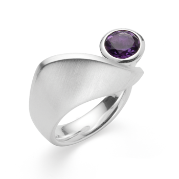Bastian Inverun's 925/- Ring, rho. mat/blank, ametyst 1.20ct