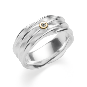 Bastian Inverun's 925/- Ring, fg, rho., tekstureret/blank, 0,015ct 