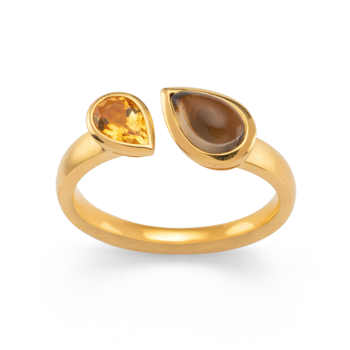 Bastian Inverun's 925/- Ring, mat/blank fg, RQ 0,87 ct, citrin 0,41