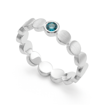 Bastian Inverun's 925/- Ring mat/blank, blå topas 0,14ct
