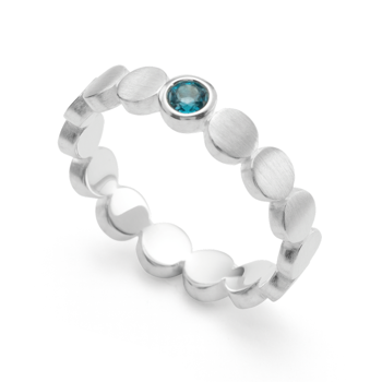 Bastian Inverun's 925/- Ring mat/blank, blå topas 0,14ct
