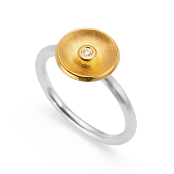 Bastian Inverun's 925/- Ring, delvis jfr. børstet/blank, 0,02ct
