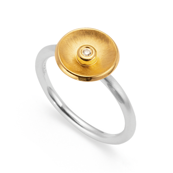 Bastian Inverun's 925/- Ring, delvis fg, rho. børstet/blank, 0,02ct