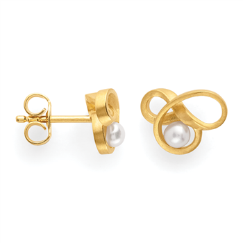 Bastian Inverun's 925/øreringe,gold-pl,mat,ferskvandsperle 0,37ct