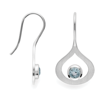 Bastian Inverun's 925/- øreringe, mat, blå topaz 0,64ct