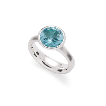 Bastian Inverun's 925/- ring, rh.-pl., mat/pol., blå topaz 4,43ct