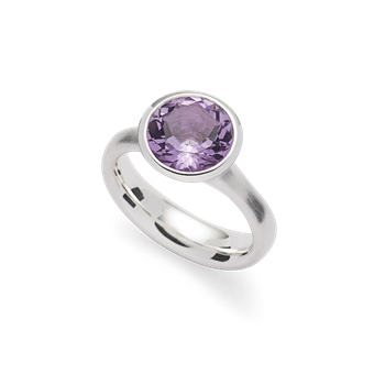 Bastian Inverun's 925/- ring, rhodium-pl., mat/pol., amethyst 3,2ct