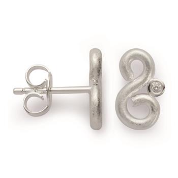 Bastian Inverun's 925/- Ørestikker, rho., mat, Dia. 0,01ct W-SI