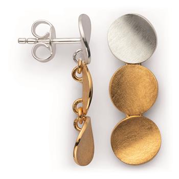 Bastian Inverun's 925/- Ørestikker, delvist forgyldt, rho. mat/mat