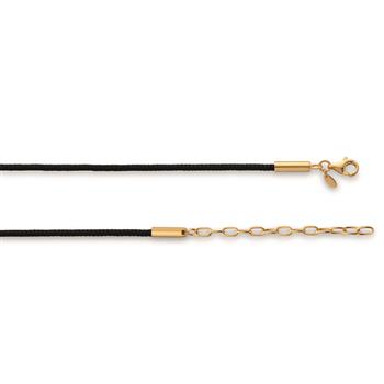 Bastian Inverun's Nylon bånd sort, 925 /rund anker fg, 50 + 5cm, 2mm