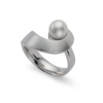 Bastian Inverun's 925/- ring, rh, matt/pol, kultur. perle2,89ct