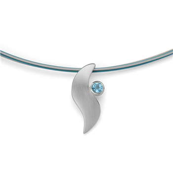 Bastian Inverun's 925/- vedhæng, satin mat, blå topas 0,14ct