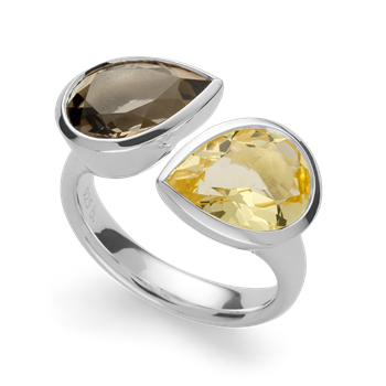 Bastian Inverun's 925/- ring, rh, kvarts champagne 2,74 ct, røg 2,94