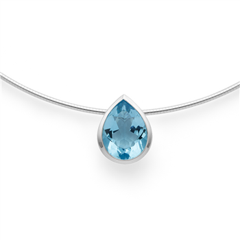 Bastian Inverun's 925/- vedhæng, rh, poleret, blå topas 5,76ct