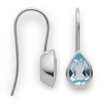 Bastian Inverun's 925/- øreringe, poleret, blå topas 2,22ct