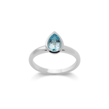 Bastian Inverun's 925/- ring, rh, poleret, blå topas 1,12 karat