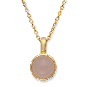 Bastian Inverun's 925 halskæde, guld-pl, pol, rosenkvarts 1,33 ct, 45+5 cm