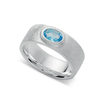 Bastian Inverun's 925/- Rh. Ring blå topas 0,54ct mat/pol