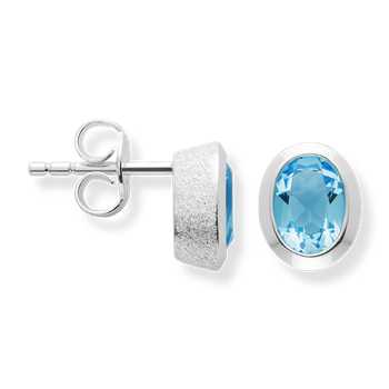 Bastian Inverun's 925/- Rh ørestikker blå topas 1,26ct. Mat/pol