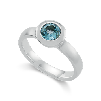 Bastian Inverun's 925/- Rh. Ring blå topas 0,92,ct mat/pol