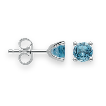 Bastian Inverun's 925/- Rh ørestikker blå topas 1,24ct. Poleret