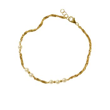 San - Links of Joy's 14kt armbånd og halskæde med Hvide Ferskvandsperler 38cm