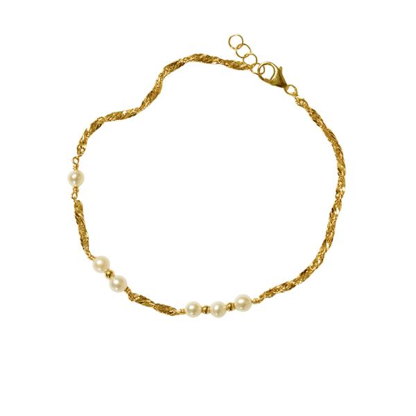 San - Links of Joy\'s 9kt armbånd og halskæde med Hvide Ferskvandsperler 42cm