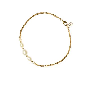 San - Links of Joy's Armbånd i 14kt singapore kæde med ferskvandsperler 16+1cm