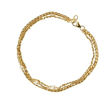 San - Links of Joy's 18kt armbånd i 3 rækker med Hvide Ferskvandsperler 20+1cm
