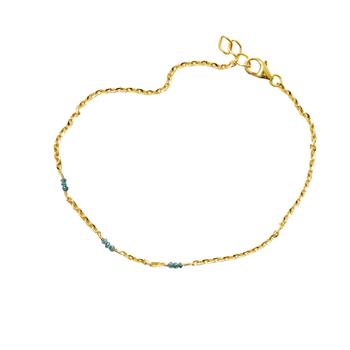 San - Links of Joy's Armbånd eller halskæde i 18kt guld med Facetterede Grøn/Blålige Diamanter 38cm